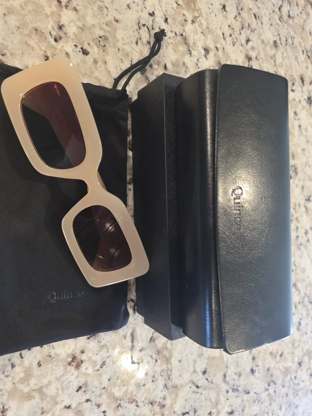 Quince Beige Oversized Rectangular Sunglasses